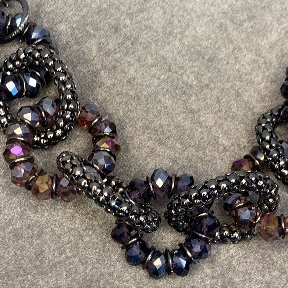 NYGARD Purple pink dark chrome beaded link necklace - Picture 5 of 8